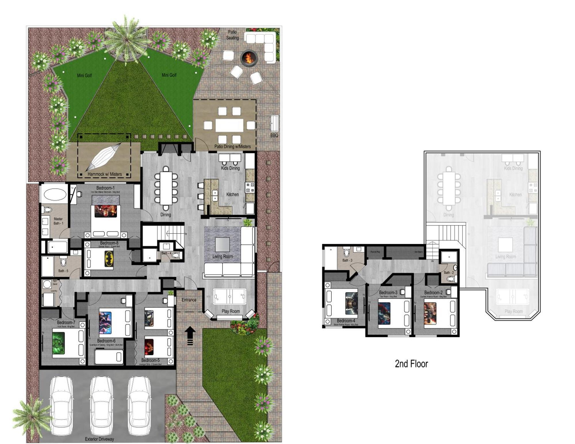 8br 5ba Superhero Retreat-king Beds, Bbq, Hammock, Firepit, Minigolf, Workspace Las Vegas