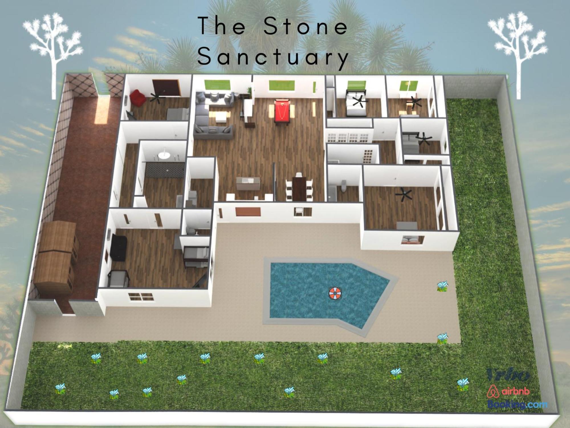 Lux Private - Pool, Billiards, 8 Smart Tvs, Board Games, Cotton Bedding - The Stone Sanctuary At Mccullough Hills Trailhead Holiday home